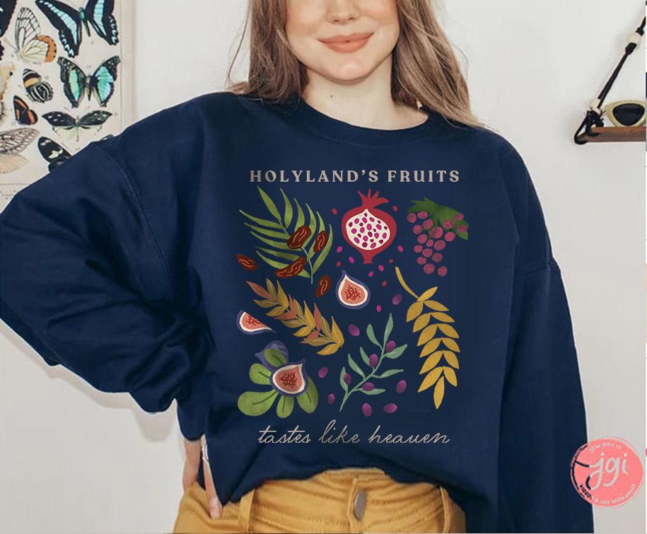 7 Species of Israel Shirt Fruits Israel Market Sweatshirt Sweater Israeli Artist Israel Art Sukkah Fruit Art Decoration gift Jewish Holiday
