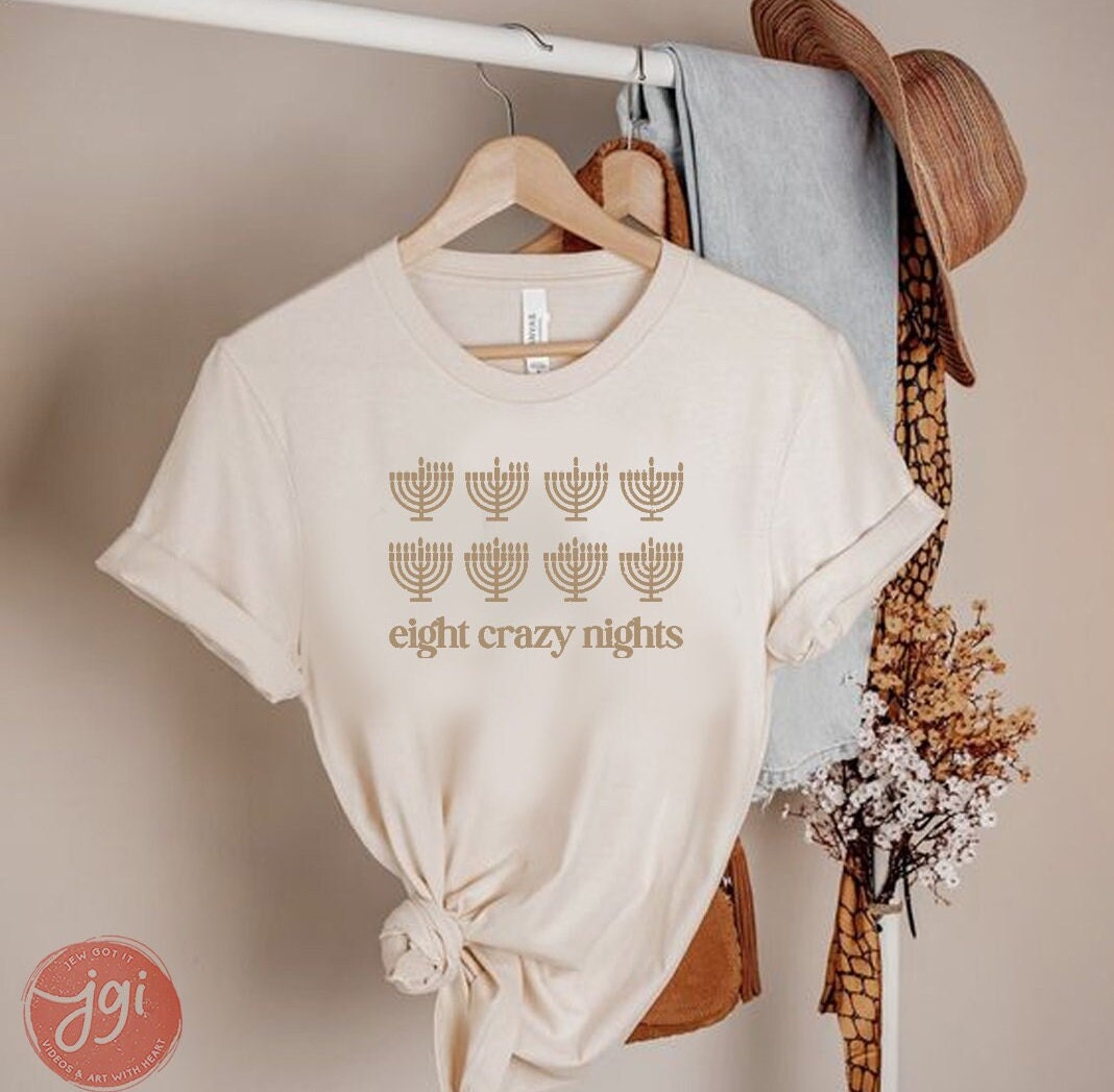 Hanukkah eight 8 crazy nights shirt, Jewish gift, chanukah, hanukah, shirt woman, man shirt, jewish gift, Israel, Design Graphic Shirt, Gift
