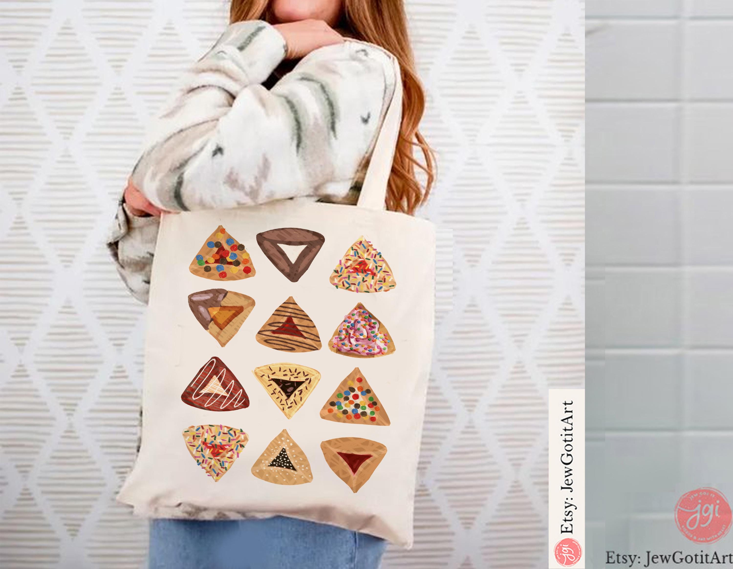 Purim Tote Bag Mishloach Manot Queen of Hearts Esther Jewish Gift Israeli Artist Am Yisrael Chai Hamantachen Megillah Costume Purim Holiday