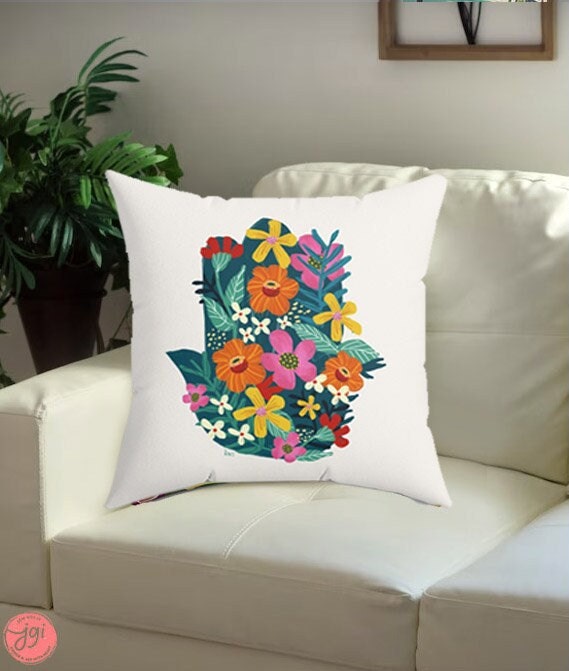 Israel Patterns Faux Suede Square Pillow home decor pillow couch modern pattern gift idea fruit flowers Passover Pesach gifts FREE SHIPPING