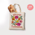 Grow with Emuna tote bag Flower Art Israel cotton bag shopping bag jewish gift for her trendy bag graphic shuk fruit art Rosh Hashanah Gifts
