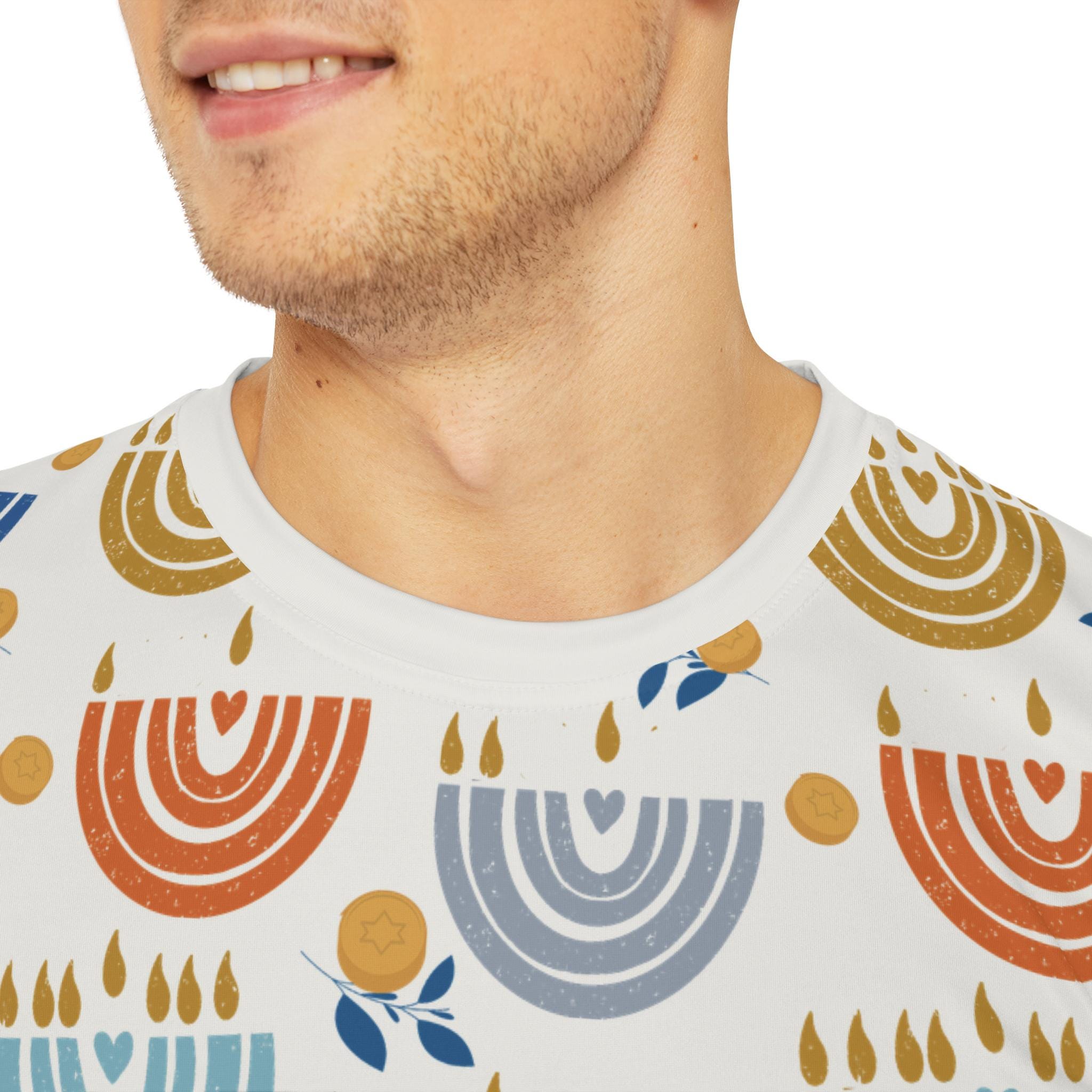 Hanukkah Menorah Pajamas Baby Onesie Family Matching Jelly Donut Shirt for Women, Men Babies Jewish Gift for Chanukah Holiday Menorahs Shirt