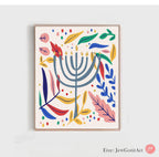 Menorah Hanukkah Art Poster Beach Poster Am Yisrael Chai Jewish Gift Israeli Artist Gift Jewish Gifts Wall Art Poster Israel Art Minimal Art
