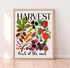 Harvest Wall Art 7 Species of Israel Botanical Print Shavuot Decor Farm Kitchen Art Jewish Holiday Gift Garden-Inspired Design Israel Art