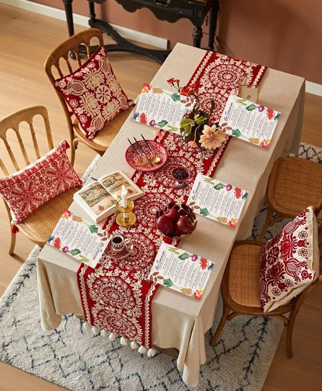 Vegan Rosh Hashanah Simanim Printable – Jewish New Year Blessings Sheet – Digital Download Table Decor – Shana Tova Holiday PDF Plant-based