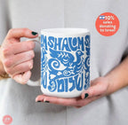Shalom Peace Mug - Jewish Gift - Israel Morning Tea Cup - Ceramic Coffee Cup - Jewish Art Idea Gift ideas Israeli Artist 11oz 15oz Mugs