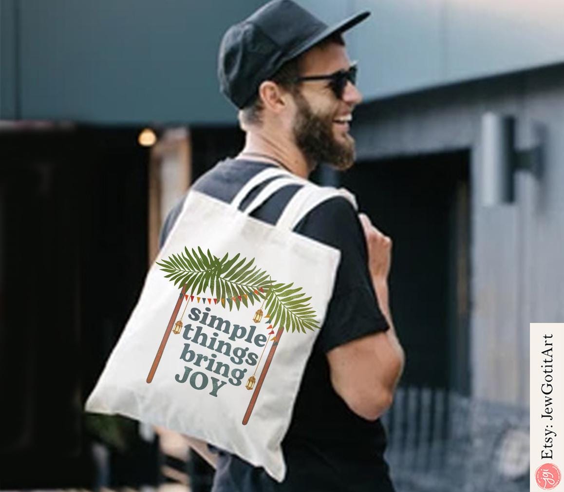 Etrog Sukkot Tote Bag Jewish Art Am Yisrael Chai jewish gift Israeli Artist Rosh Hashanah Sukkah Decoration Jewish Holiday Gifts Market Art