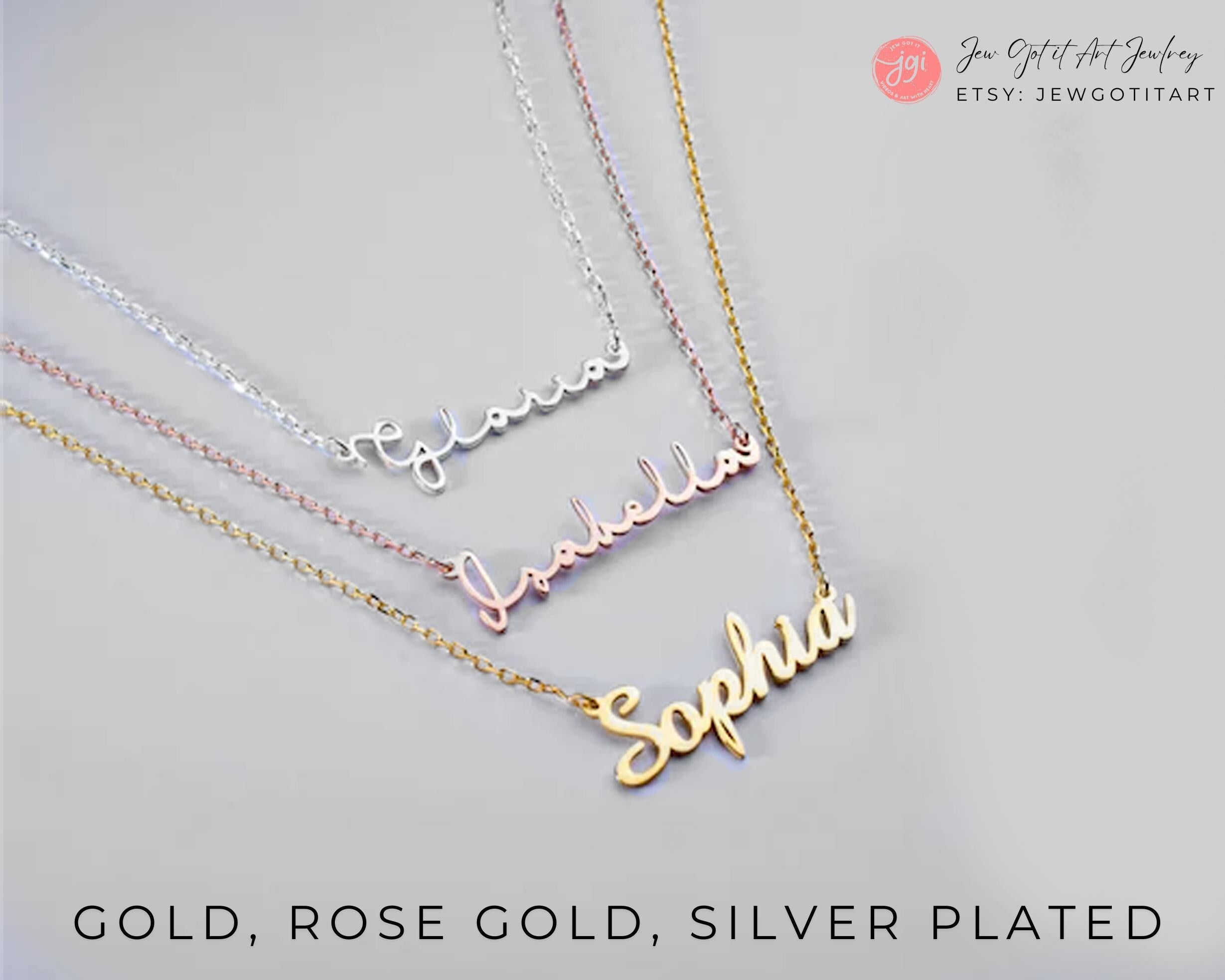Custom Name Necklace English Hebrew Personalized Jewelry Designed Israeli Artist Customizable Nameplate Necklace Jewish Gift for Her Names
