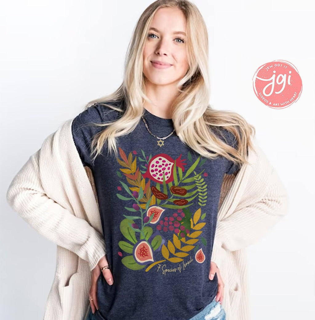 7 Fruits & Produce of Israel, 7 Species Israel, fruit, shirt woman, tshirt, jewish gift, Israel, Design Graphic Shirt, Gift for her, shirt