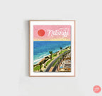 Netanya Beach Painting Print, Wall Art Poster Hebrew Jewish Israel Jewish gift Hand drawn aesthetic Israel prints gifts Israeli Artist City