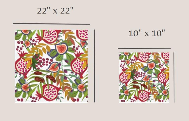 Set of 4 Israel Cloth Napkins, Produce of Israel 7 species Israel fruit Kitchen decor home jewish gift Shabbat Art Gift for her Napkins