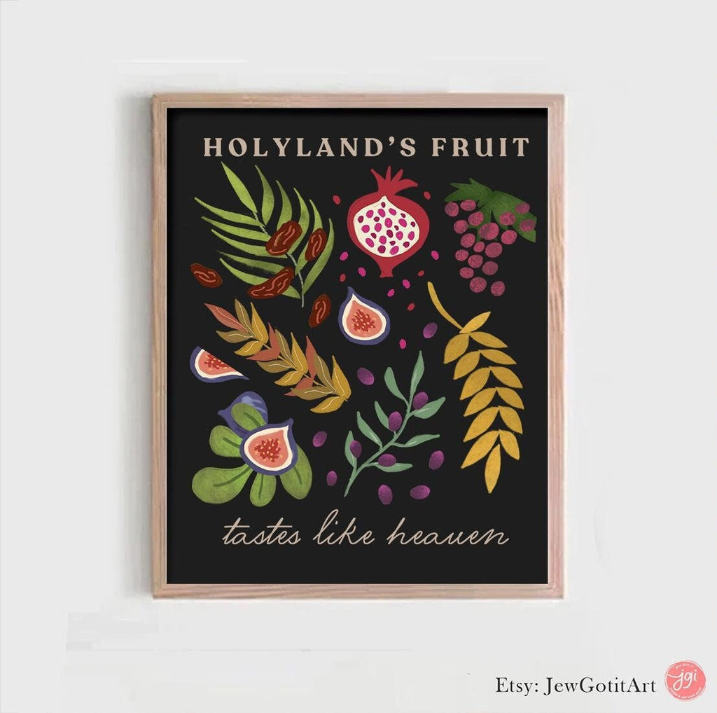 7 Species of Israel Wall Art Fruits Israel Holyland Am Yisrael Chai Jewish gift Israeli Artist Gift Jewish Gifts Art Poster Israel Art Gifts