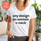 Any Design on Women's V-Neck Shirt, Unisex Jersey Short Sleeve V-Neck Tee, Hanukkah hanukkah gifts tshirt graphic tee Israel art, Am Yisrael