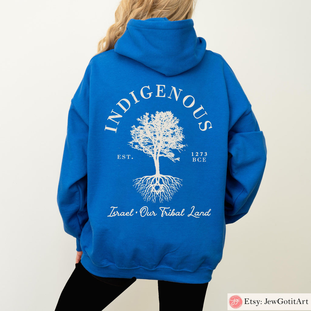 Indigenous Israel Tribal Land Hoodie Sweatshirt & T-Shirt Jewish Gift Est. 1273 Am Yisrael Chai Shirt Israel Tree Graphic Star of David