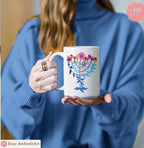 Menorah Hanukkah Tote Bag 15 oz Mug Floral Jewish Art Israeli Artist Am Yisrael Chai Gift Flowers Jewish gift Coffee Jewish Holiday Gifts