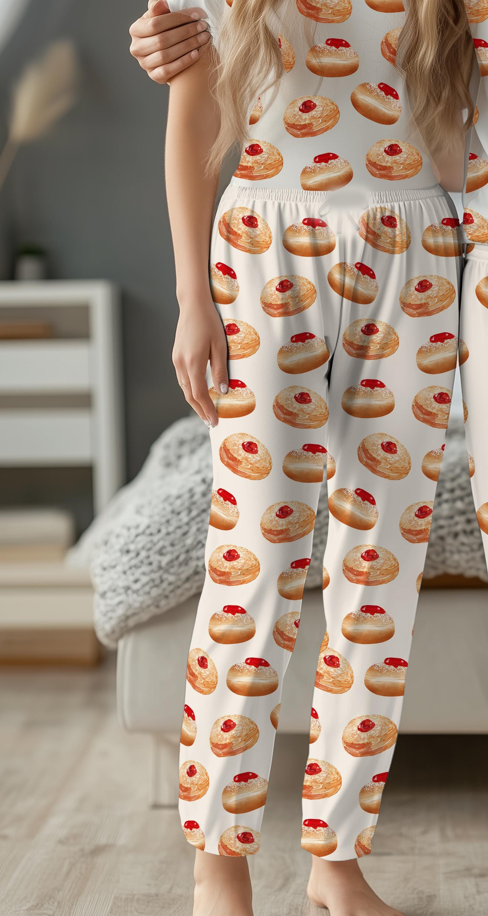 Hanukkah Donut Baby Onesie Pajamas Family Matching Jelly Donut Shirt for Women Men Babies Jewish Gift Chanukah Holiday Onesie Donut Shirt