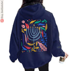 Hanukkah Flower Menorah Hoodie Sweatshirt Unisex Hanukkah, hanukkah gifts, Jewish gift, Israel art chanukah woman kid shirt flower tshirt