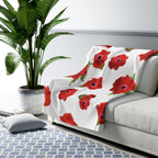 Israel Kalanit Flower Blanket Velveteen throw blankets 30x40 50x60 60x80 Art Jewish Holiday Purim Red Gifts gift flowers Israeli Artist