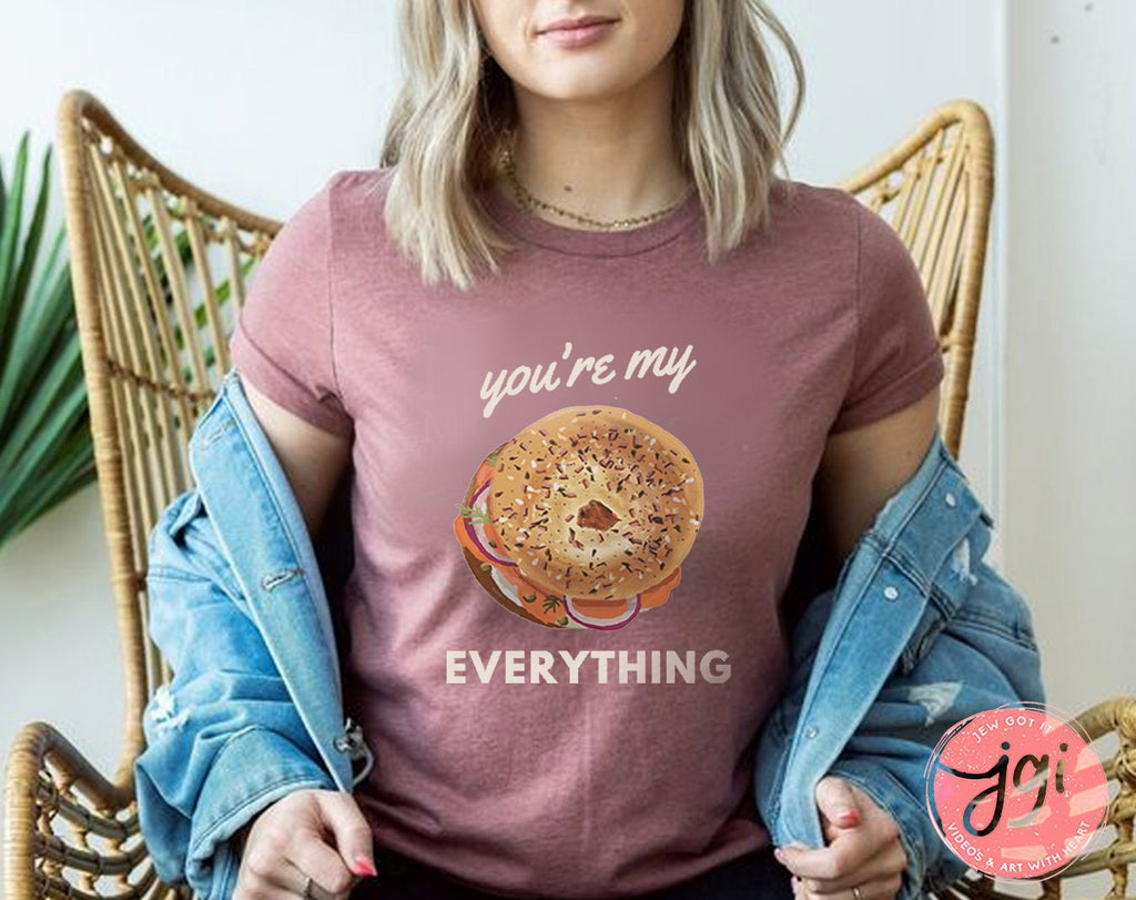 Everything Bagel shirt, Jewish shirt, woman shirt, t-shirt women trendy, bagel, art, Cotton shirt, gift for her, gift for him, jewish