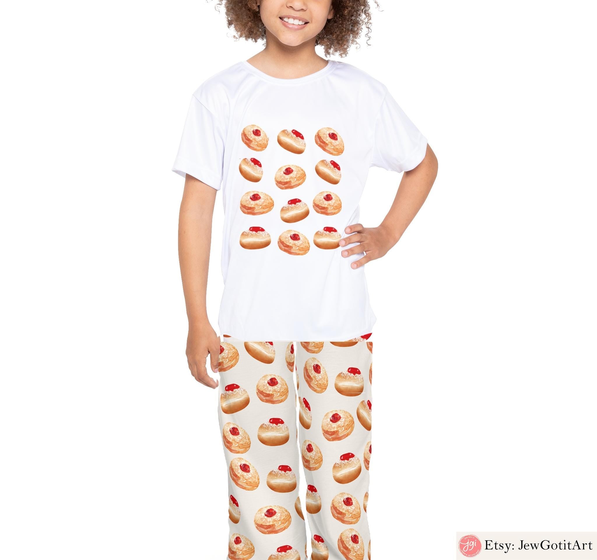 Hanukkah Donut Pajamas - Family Matching Jelly Donut Shirt for Women, Men, and Babies - Jewish Gift for Chanukah Holiday Onesies Donut Shirt