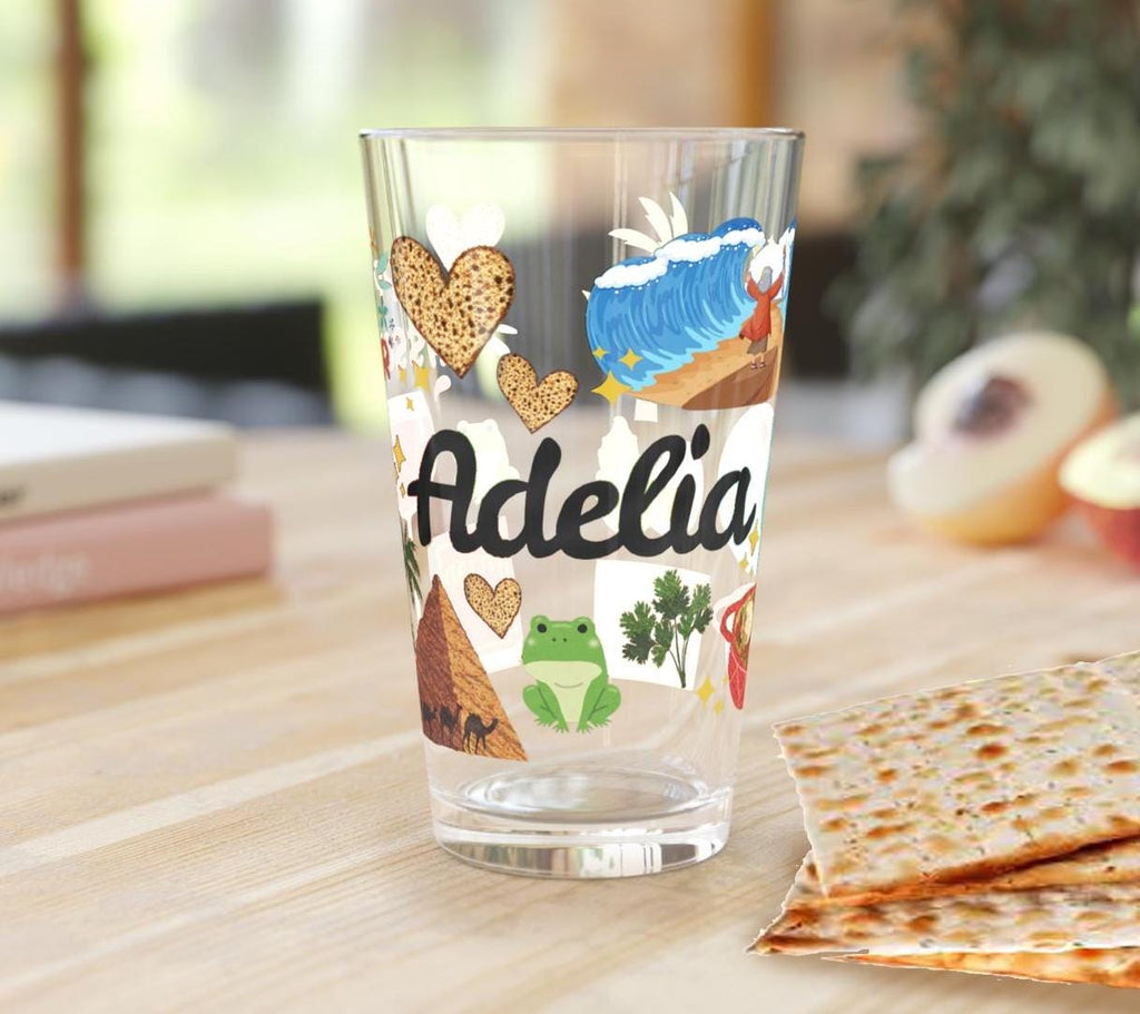 Passover Pint Glass 16oz Kids Gift Adult Jewish Holiday Drinkware Seder Table Decor Pesach Beer Mug Matzah Judaica Kitchen Gift Israel Art