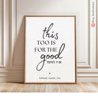 This too is Good Framed Art Wall Poster Gam ze la tova Inspirational Jewish Israeli Artist Motivational Quotes Torah Bible Verse Wall Decor