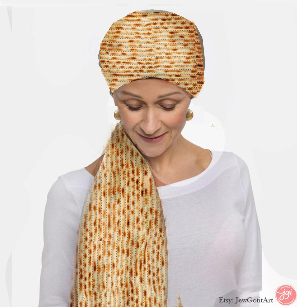 Matzah Scarf Passover Gift Light Men Women Hair Cover Covering Jewish Israeli Artist Am Yisrael Chai Headwrap Passover Gifts Pesach gifts