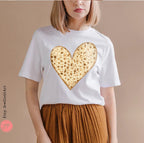 Passover Matzah Heart Shirt Jewish Gifts Tshirt Am Yisrael Chai Pesach Seder Unisex Cotton Tee Jewish Holiday Decor Israeli Artist Matza art