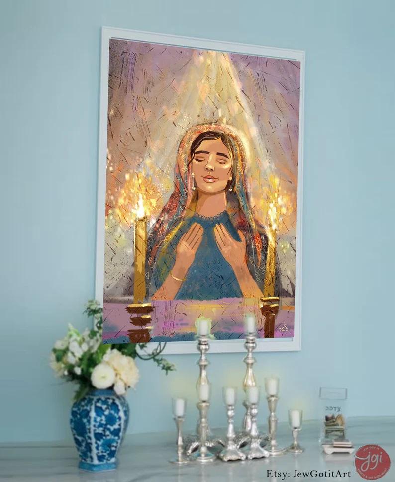 Shabbat Candles Wall Art Lighting