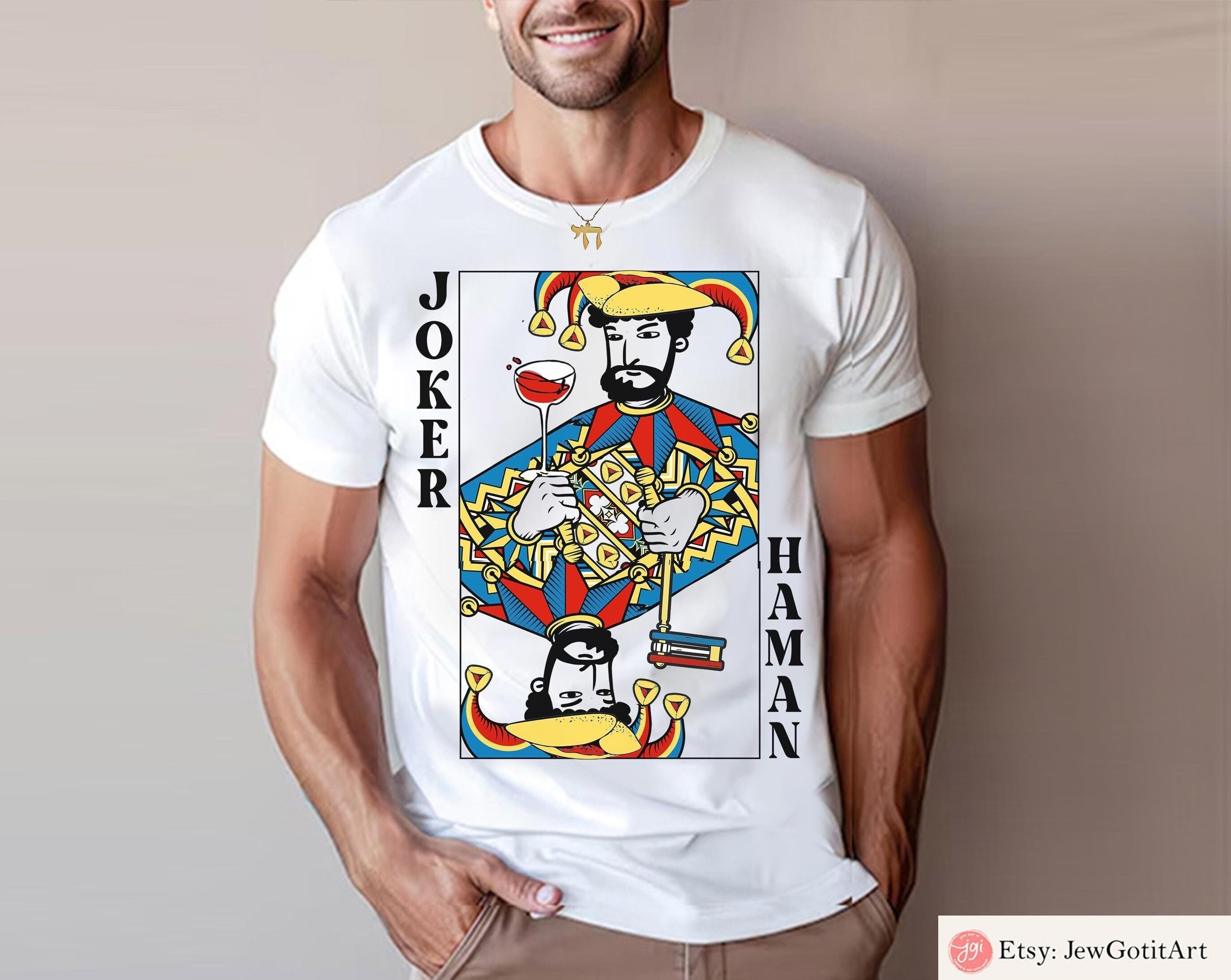 Haman Joker T-Shirt Purim Sweatshirt Unique Purim Costume by Israeli Artist Perfect Jewish Holiday Gift Am Yisrael Chai Queen Card Shirt