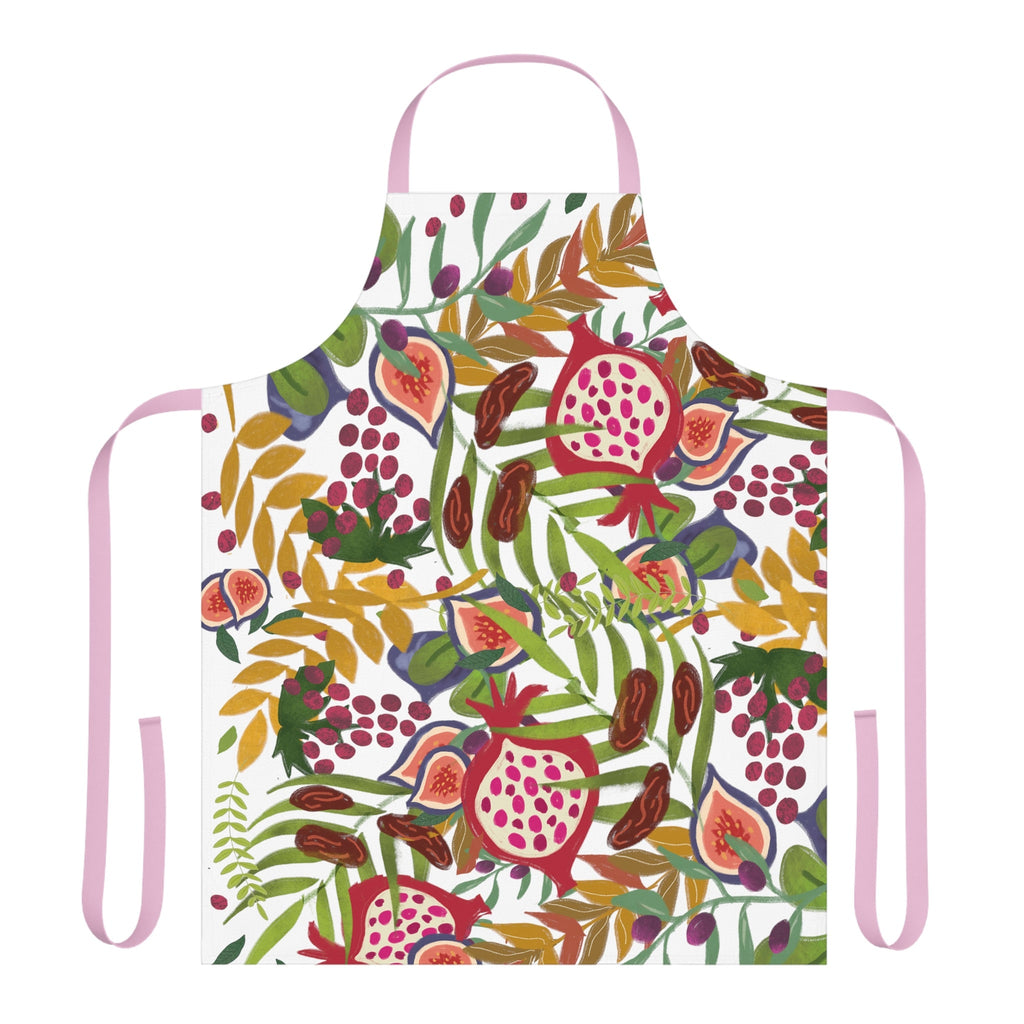 3 Kitchen Set Apron, Mug, kitchen towel 7 Species of Israel Art jewish gifts israeli Artist gifts fruit decor apron for women pattern gift