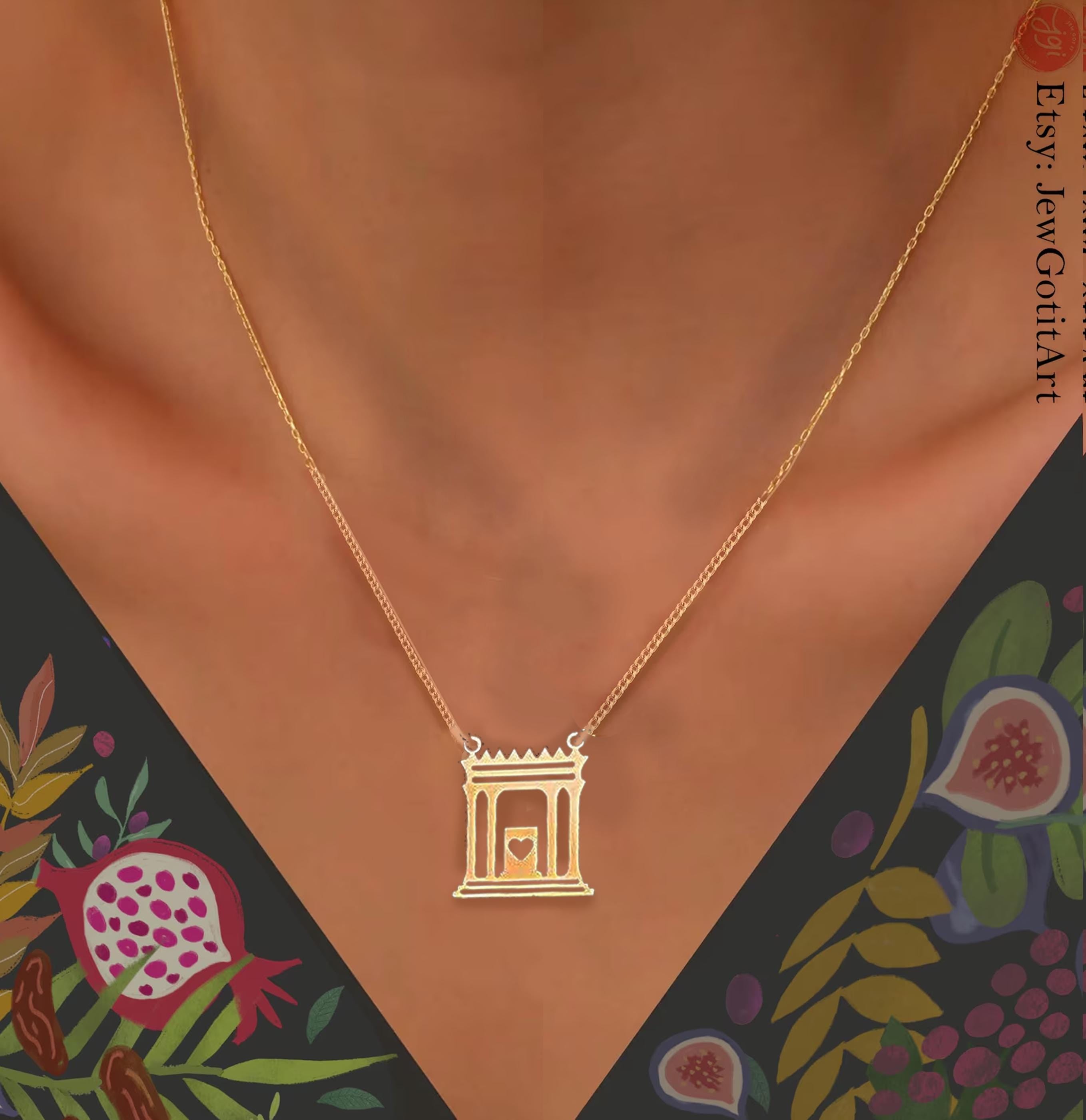Beit HaMikdash Necklace Jerusalem Holy Temple Necklace Jewelry Designed Israeli Artist Jewish Necklace Jerusalem Art Gift Her Gift for Him
