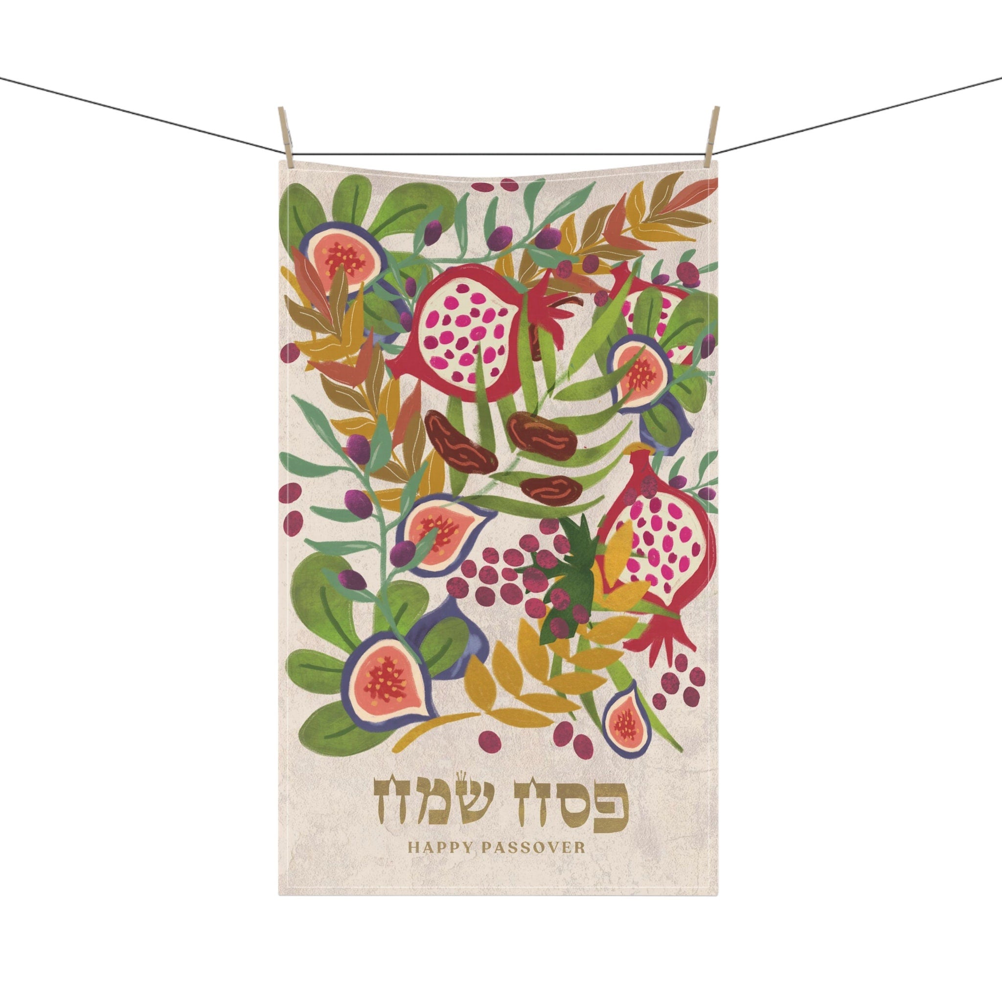 Personalized Passover Towel 7 Species of Israel Design Customized Pesach Towel Jewish Holiday Decor Unique Passover Gift Passover Seder Art