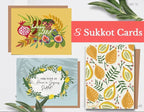 8 Sukkot Holiday Greeting Cards, Israel art, fruits Israel, Lulav Etrog, Art Jewish Holiday Greeting Cards, Sukkah, feast of tabernacles