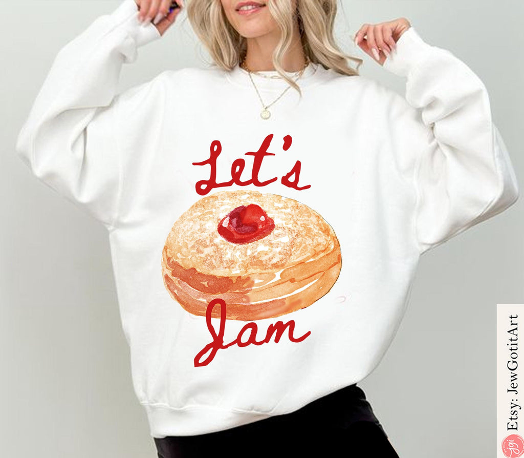 Hanukkah Donut Tshirt Jelly Donut Shirt woman man shirt jewish gift Israel Design Jewish Shirt Chanukah Israeli Artist Holiday Let's Jam