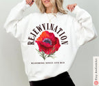 ReJEWvination Hoodie Sweater unisex Shirt hooded sweatshirt jewish gifts Israel Art Jewish Shirt Hanukkah Israeli Artist Kalanit red flower