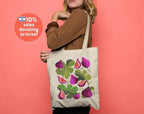 Figs of Israel Fruits Tote Bag Hand drawn Hebrew Jewish gift Art bag woman gift shopping everyday fruit Hanukkah Israel shabbat gifts fig