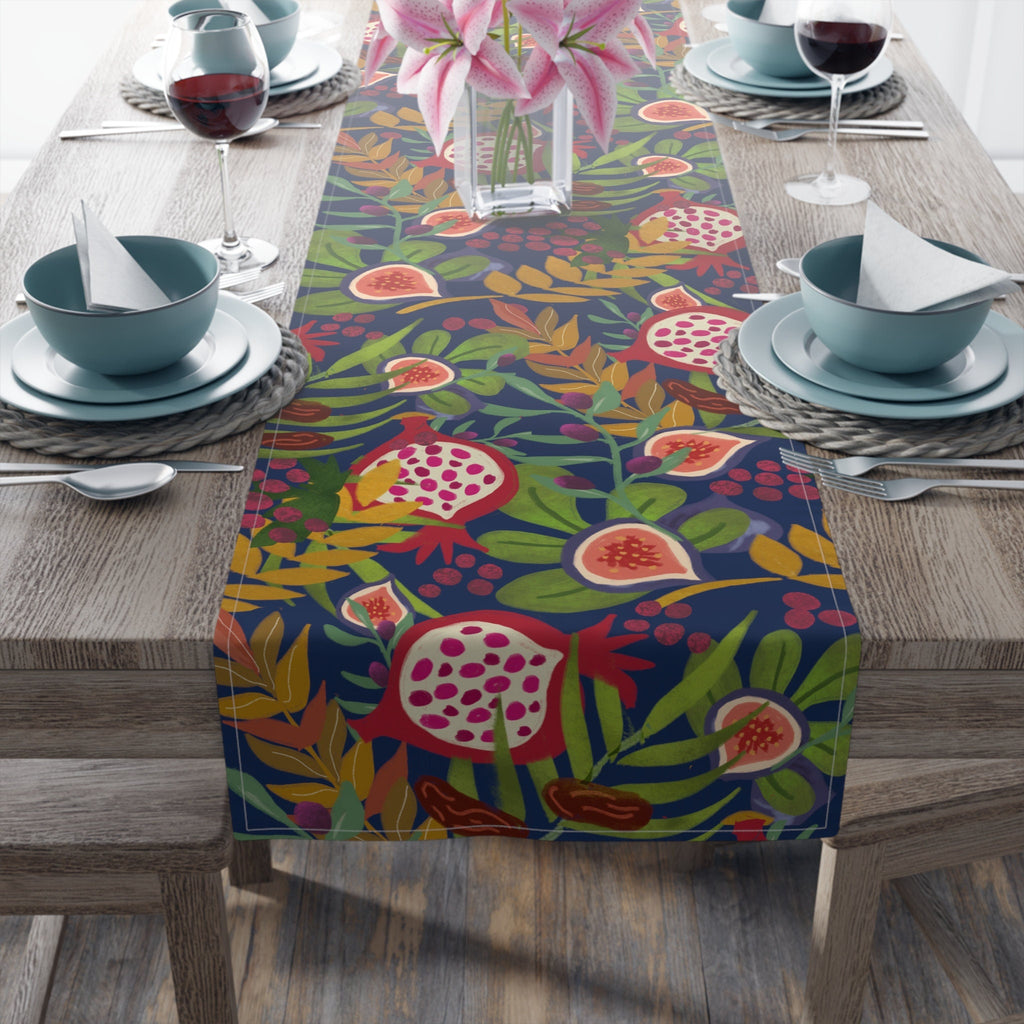 7 Species Israel Table Runner Jewish gift Shabbat Israel Art pomegranates Fruits Israel jewish gift jewish art Hanukkah gifts table decor