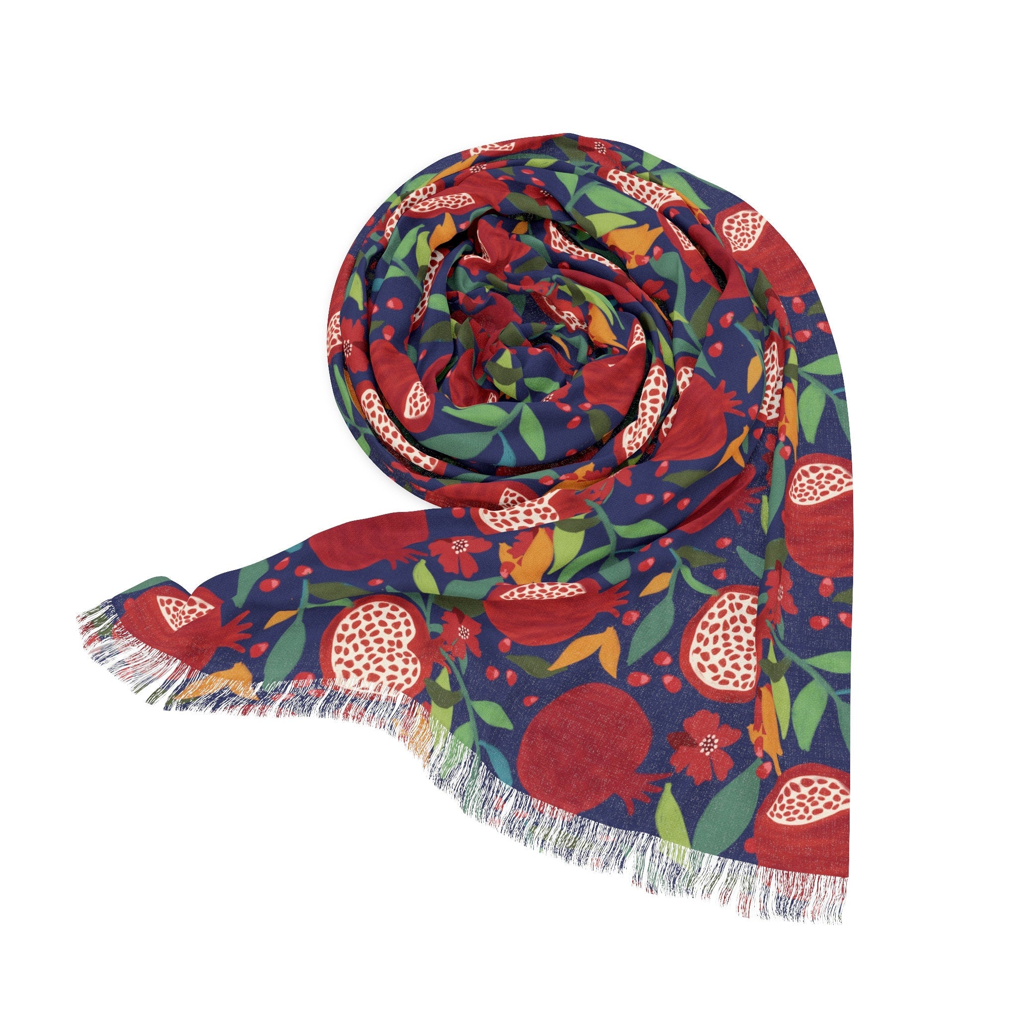 Pomegranates of Israel Scarf Head Headwrap Fruit Scarves Women fabric Hair Cover Covering Jewish Israeli Artist Fruits Art Am Yisrael Chai
