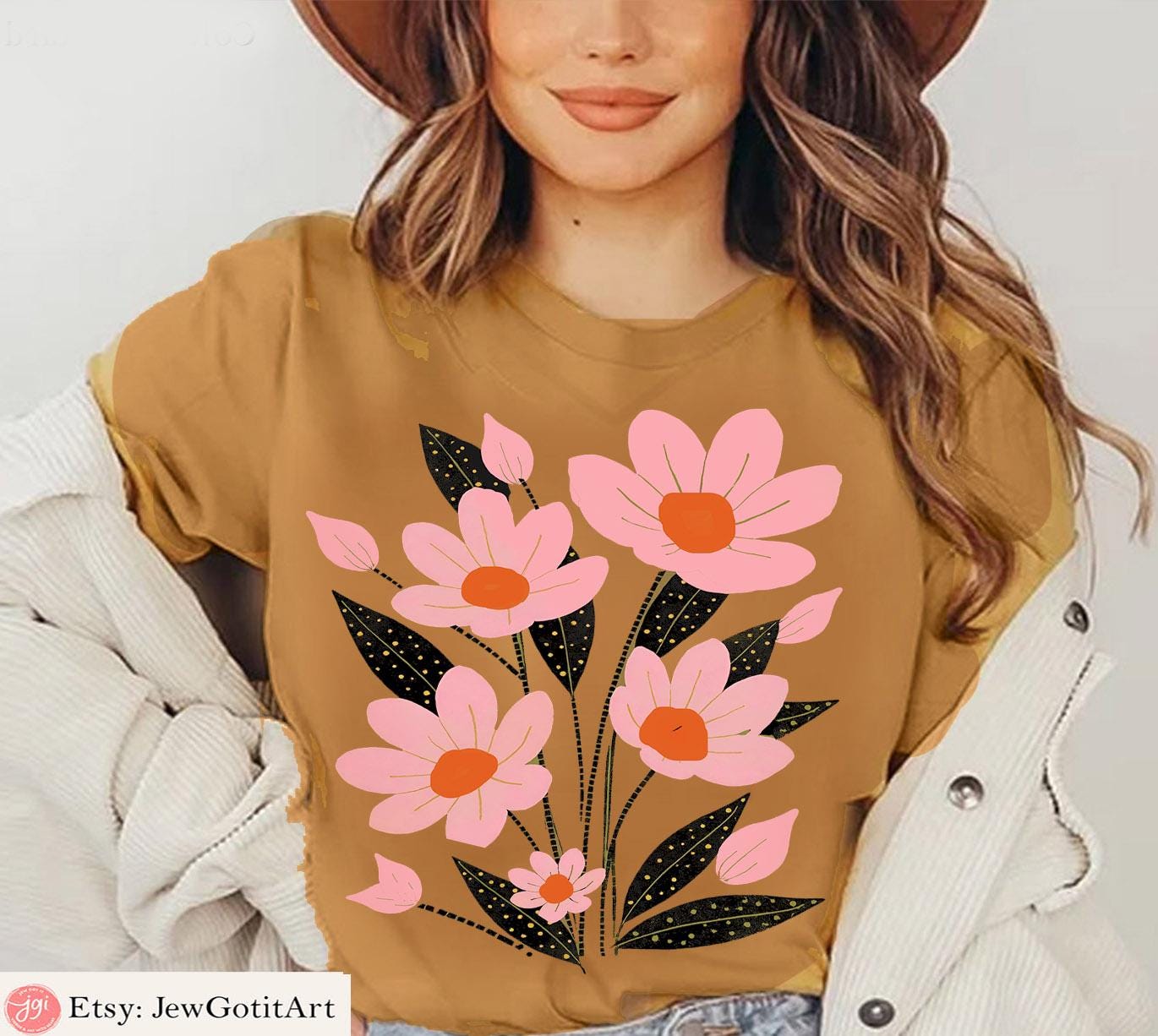 Flower Market  Shirt Israel Graphic Tee Jewish Pride Jewish Gift Am Yisrael Chai T-Shirt Flower Art Pink flowers Women Shirt Boho Shirt