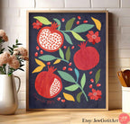 4 Set Pomegranate Napkins Cloth, fruit Kitchen decor home jewish gift Art Napkins Rosh Hashanah Gifts Am Yisrael Chai pomegranates Art