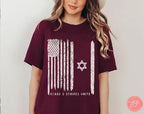 USA & Israel Tshirt, Unisex shirt graphic tee shirt israel Art jewish, jewish gift Israelite Israeli Pride, Proud Jew Stars Stripes America