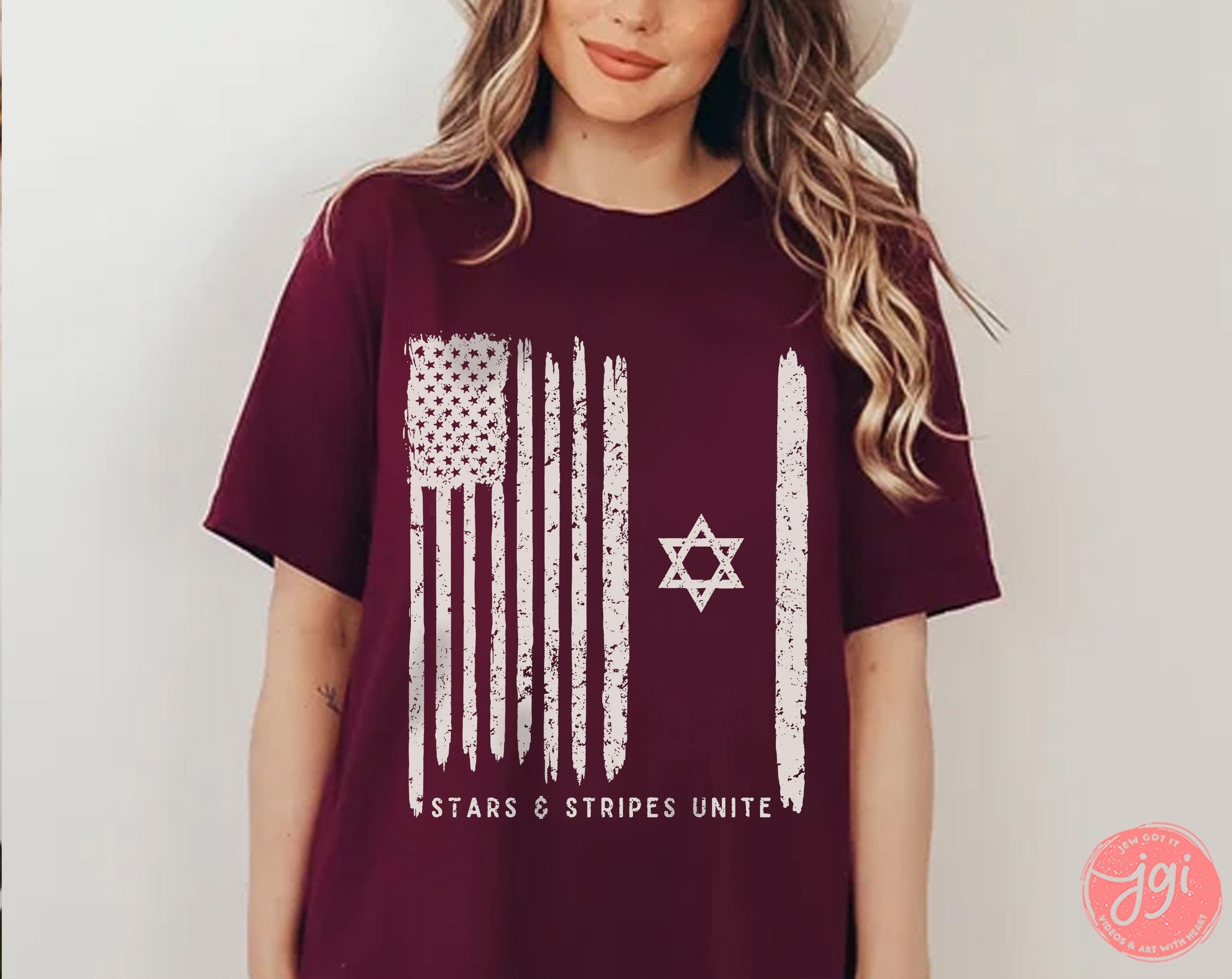 USA & Israel Tshirt, Unisex shirt graphic tee shirt israel Art jewish, jewish gift Israelite Israeli Pride, Proud Jew Stars Stripes America