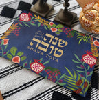 Shana Tova Challah Cutting Board, Glass, Personalized Gift 7 Species of Israel Hand drawn art, jewish gift Rosh hashanah, rosh hashana