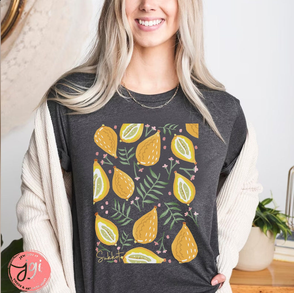 Sukkot Etrog TShirt Fruits of Israel, Sukkah, fruit, feast of tabernacles, jewish gift, Israel, Design Graphic Shirt, Gift for her, shirt