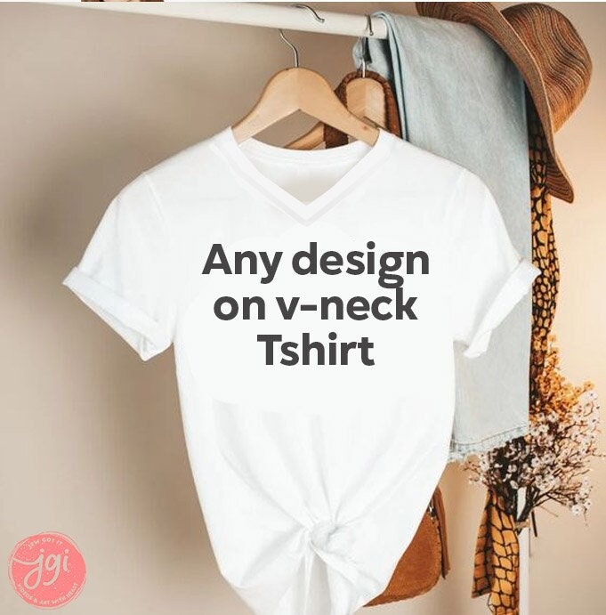 Any Design on V-Neck Tshirt, Unisex Jersey Short Sleeve V-Neck Tee, Hanukkah, hanukkah gifts, tshirt, graphic tee, Israel art, Am Yisrael