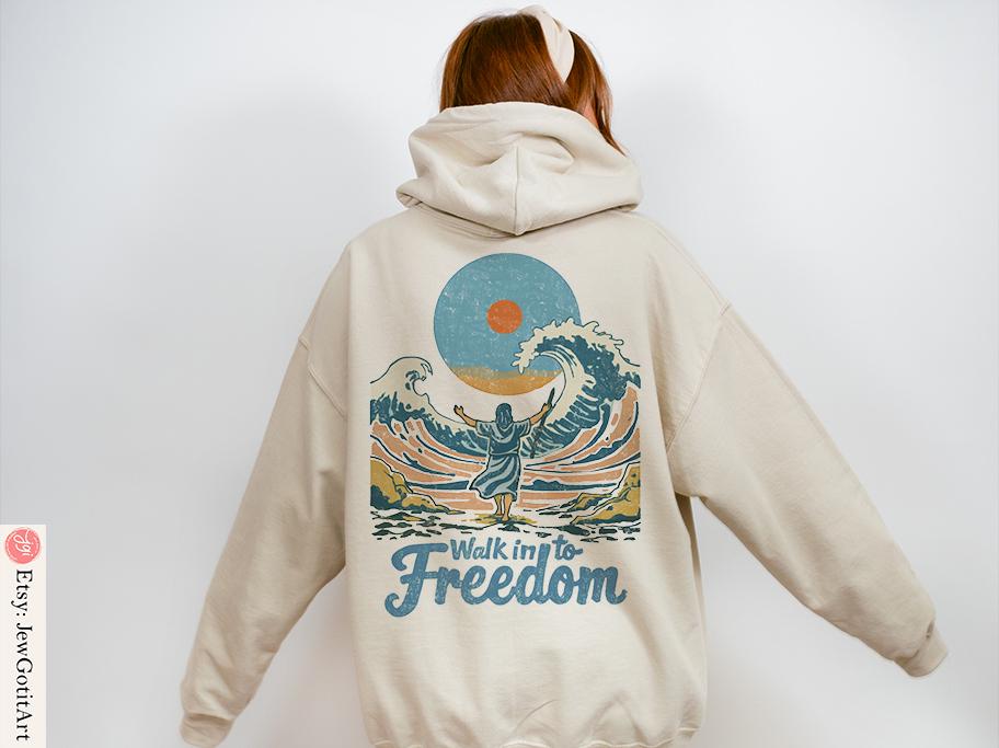 Passover Split Sea T-Shirt – Red Sea Splitting Boho Shirt | Jewish Gift | Pesach Gift | Moses Israel Art Yisrael Chai T-Shirt Passover gift