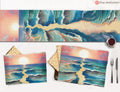 Passover Matzah Cover Splitting of the Sea Set & Afikomen Set Israel Table Runner Jewish Art Gift Pesach Table Decor Seder Table Red Sea Art