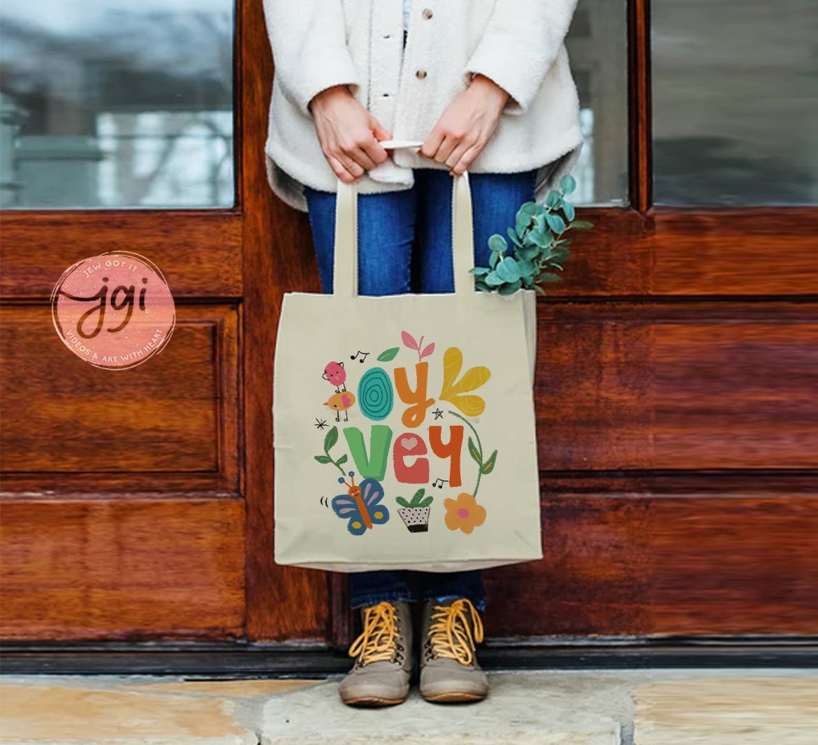 OY VEY Canvas Bag, Tote bag, Gift idea, cotton canvas bag, Aesthetic tote bag, Aesthetic, Gift for her, Art tote bag, Art, Shabbat, Jewish