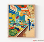 Jerusalem Market Wall Art 2 Set Mahane Yehuda Shuk Print Israel Poster Print Jewish Kitchen Fruit Am Yisrael Chai Gift Israeli Artist Decor